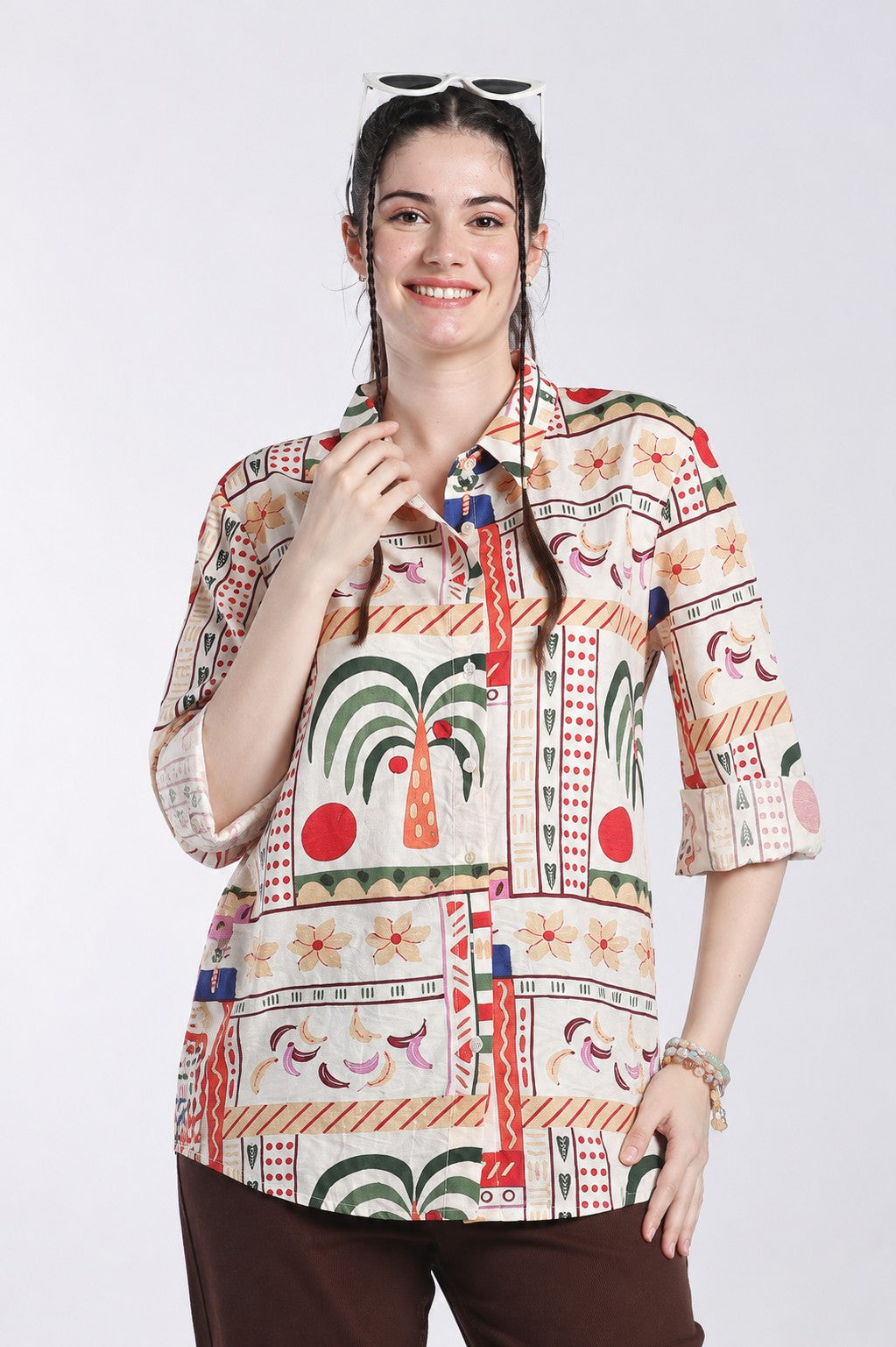 Multi Coloured Block Print Regular Fit Top - Image 1