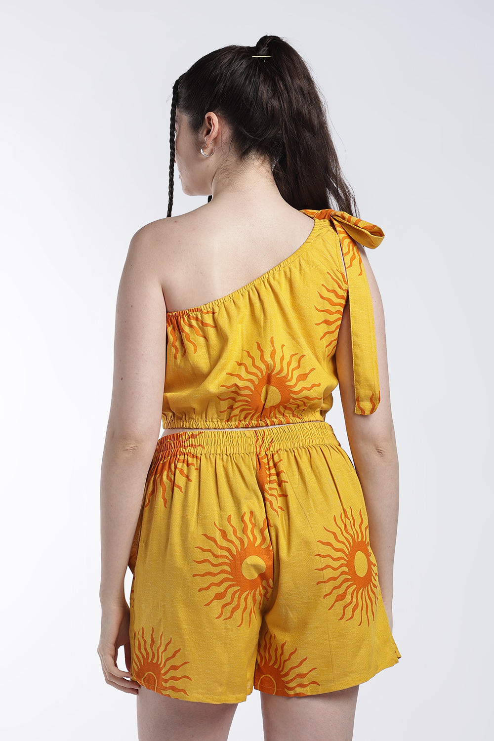 Yellow Shoulder Straps Sleeves Regular Fit Crop Top - Image 5