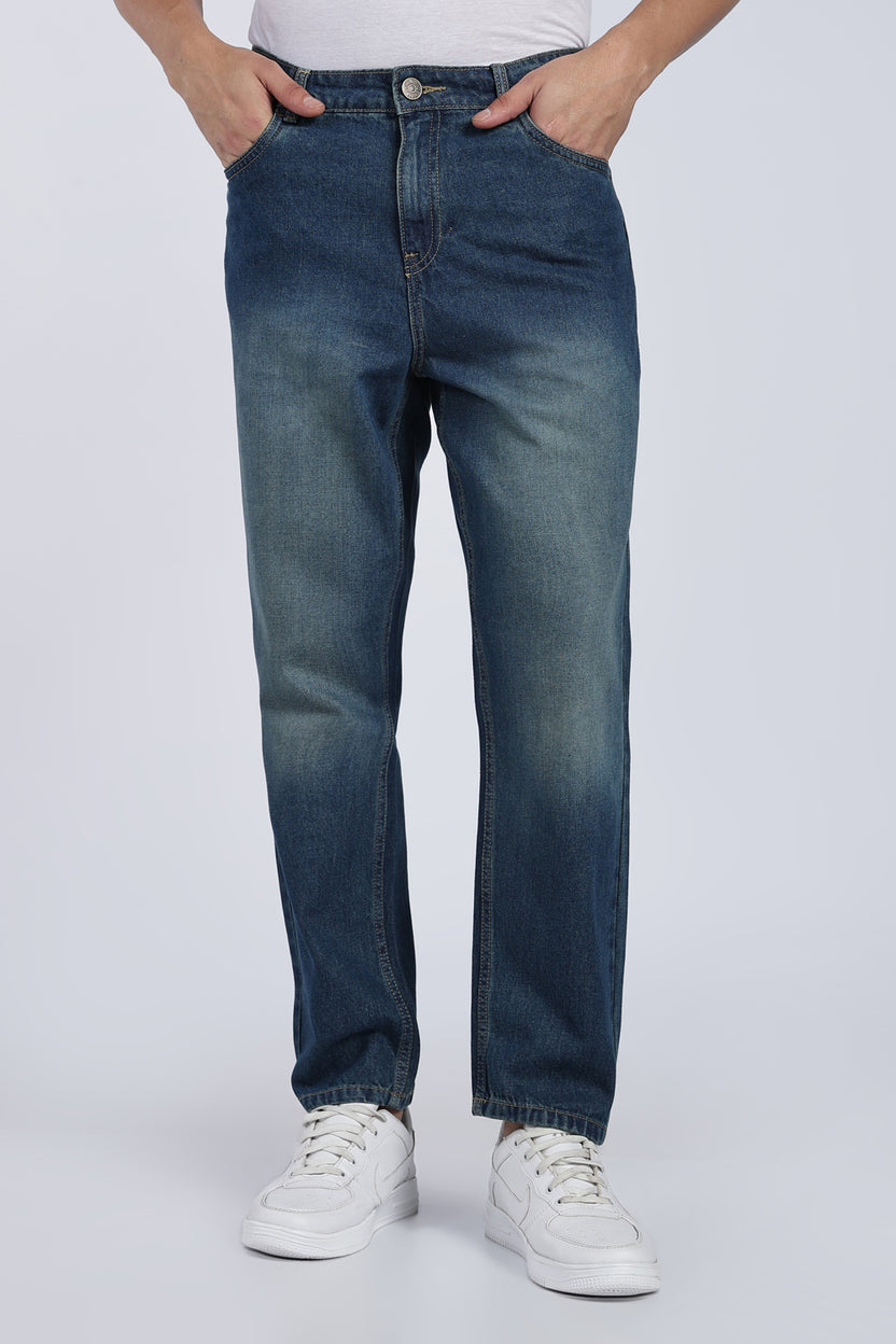 Mens Regular Blue Cotton Jeans - Image 2