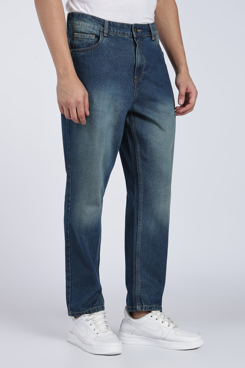 Mens Regular Blue Cotton Jeans - Image 4