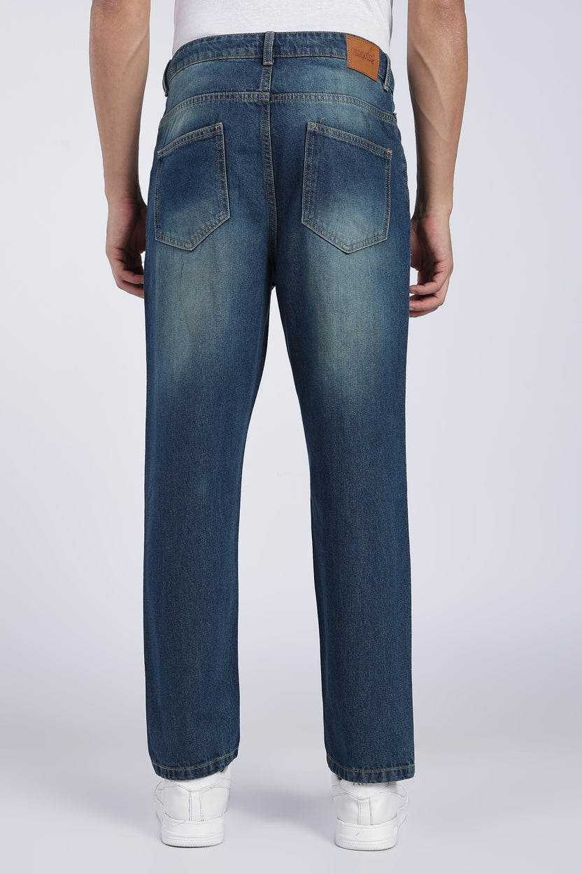 Mens Regular Blue Cotton Jeans - Image 5