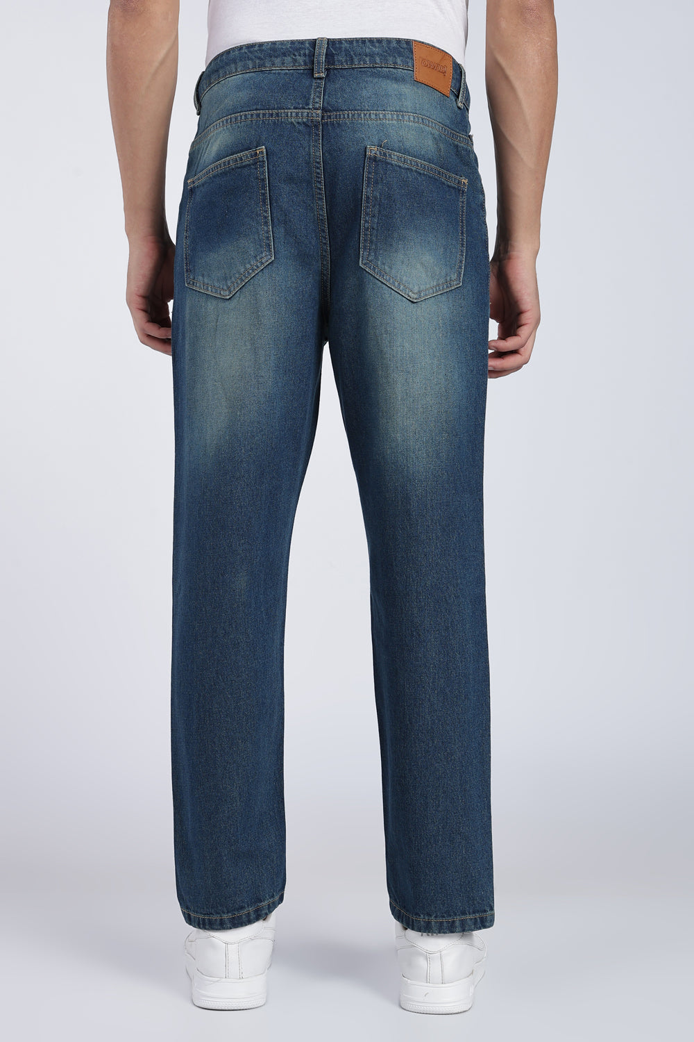 Mens Regular Blue Cotton Jeans - Image 5
