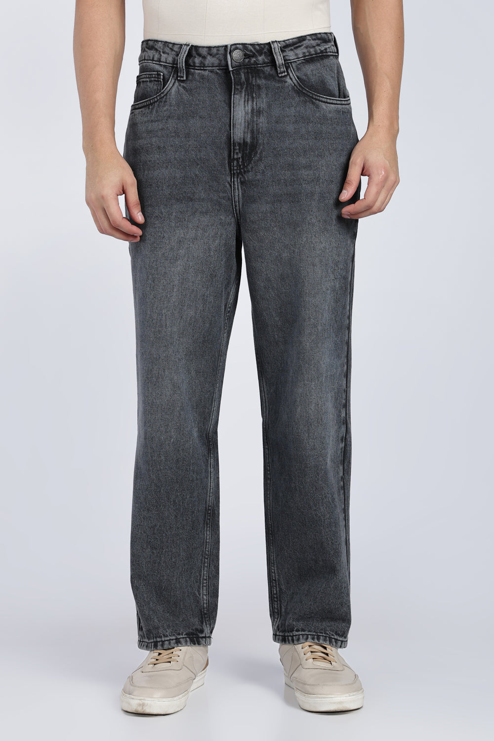 Charcoal Relaxed Fit Jeans With 5 Pocket For Men - Image 2