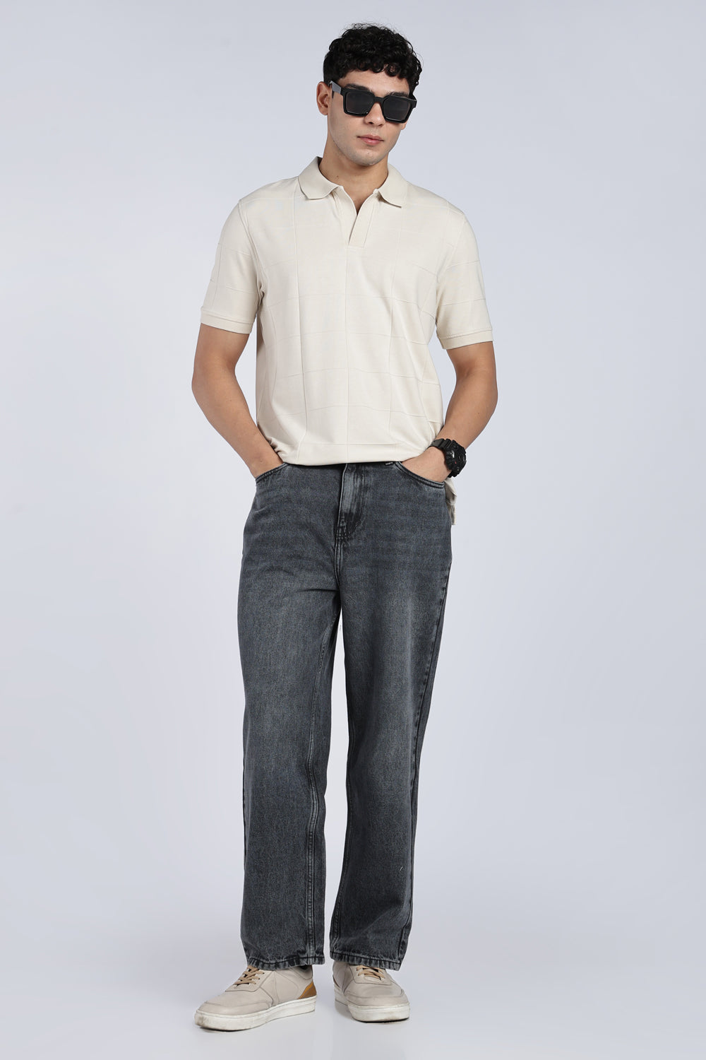 Charcoal Relaxed Fit Jeans With 5 Pocket For Men - Image 6