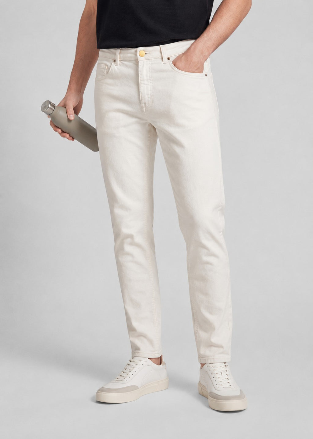 Mens Slim Fit Off White Jeans - Image 1