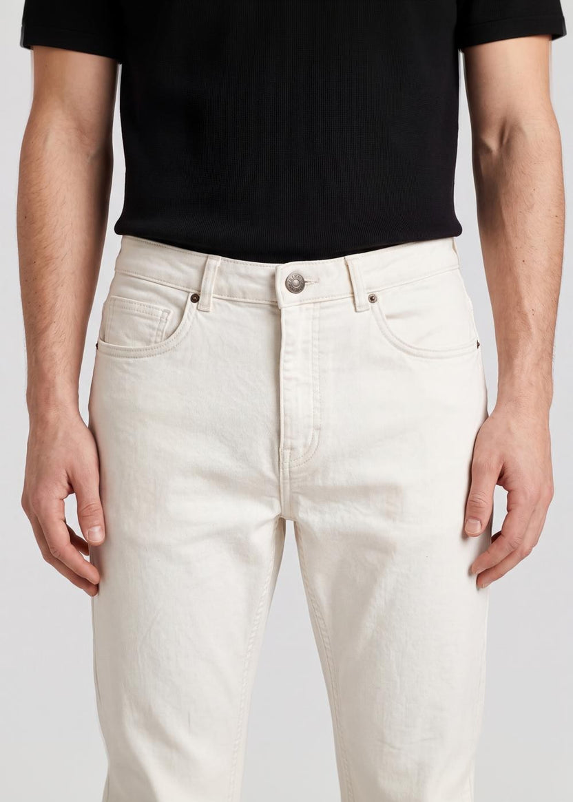Mens Slim Fit Off White Jeans - Image 3