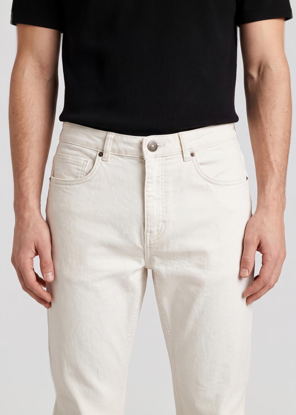 Mens Slim Fit Off White Jeans - Image 3