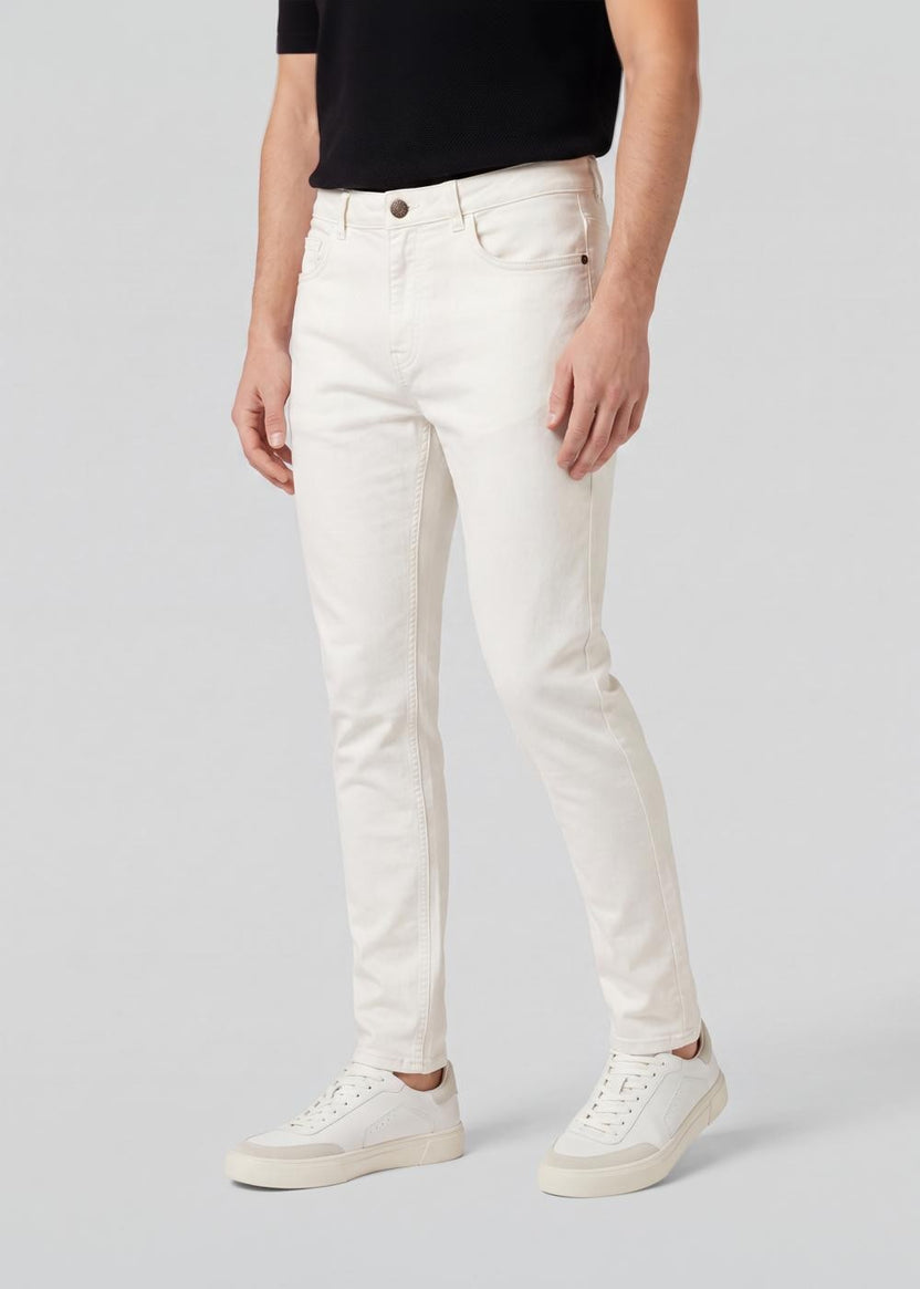 Mens Slim Fit Off White Jeans - Image 4