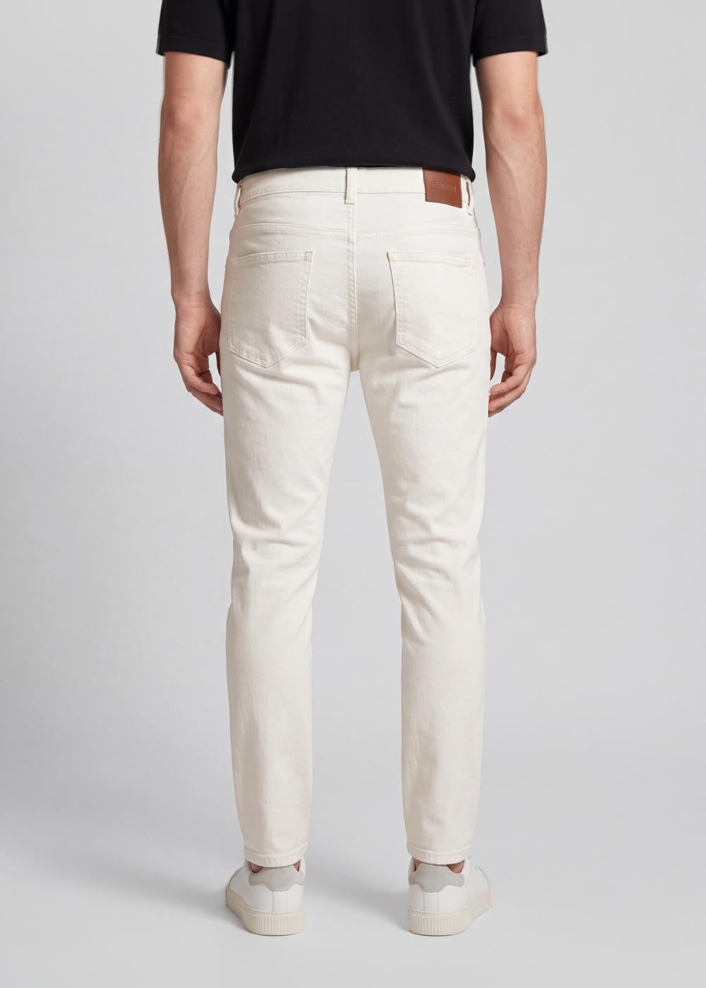 Mens Slim Fit Off White Jeans - Image 5