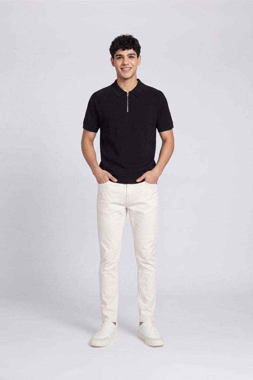 Mens Slim Fit Off White Jeans - Image 6