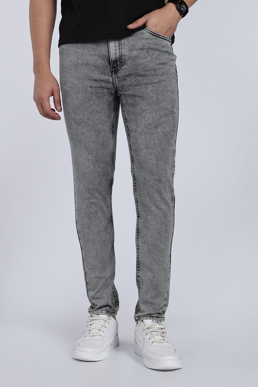 Mens Skinny Fit Grey Jeans - Image 1