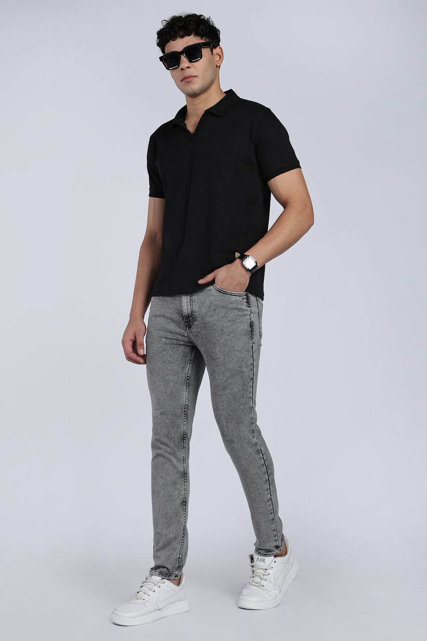 Mens Skinny Fit Grey Jeans - Image 2