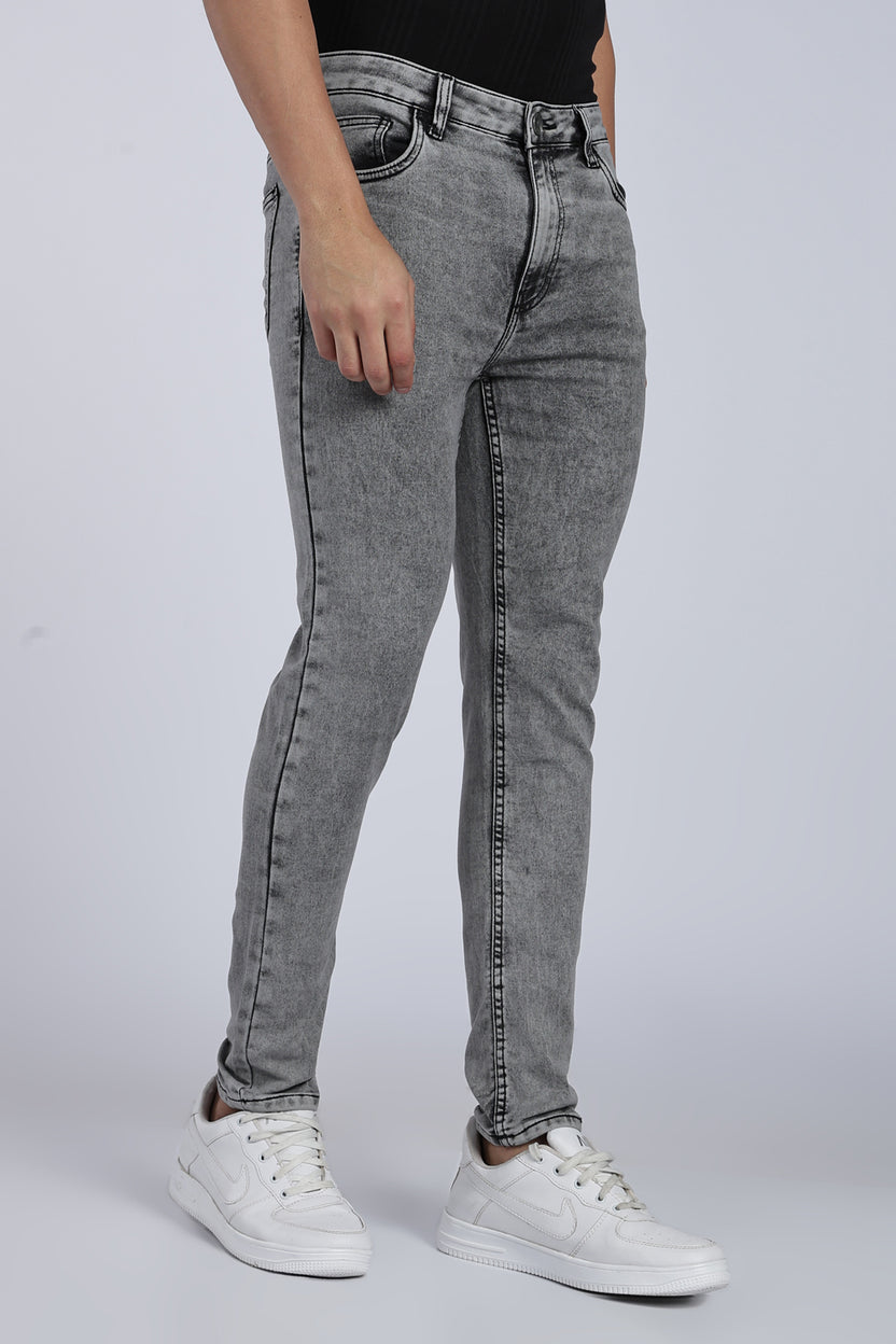 Mens Skinny Fit Grey Jeans - Image 4
