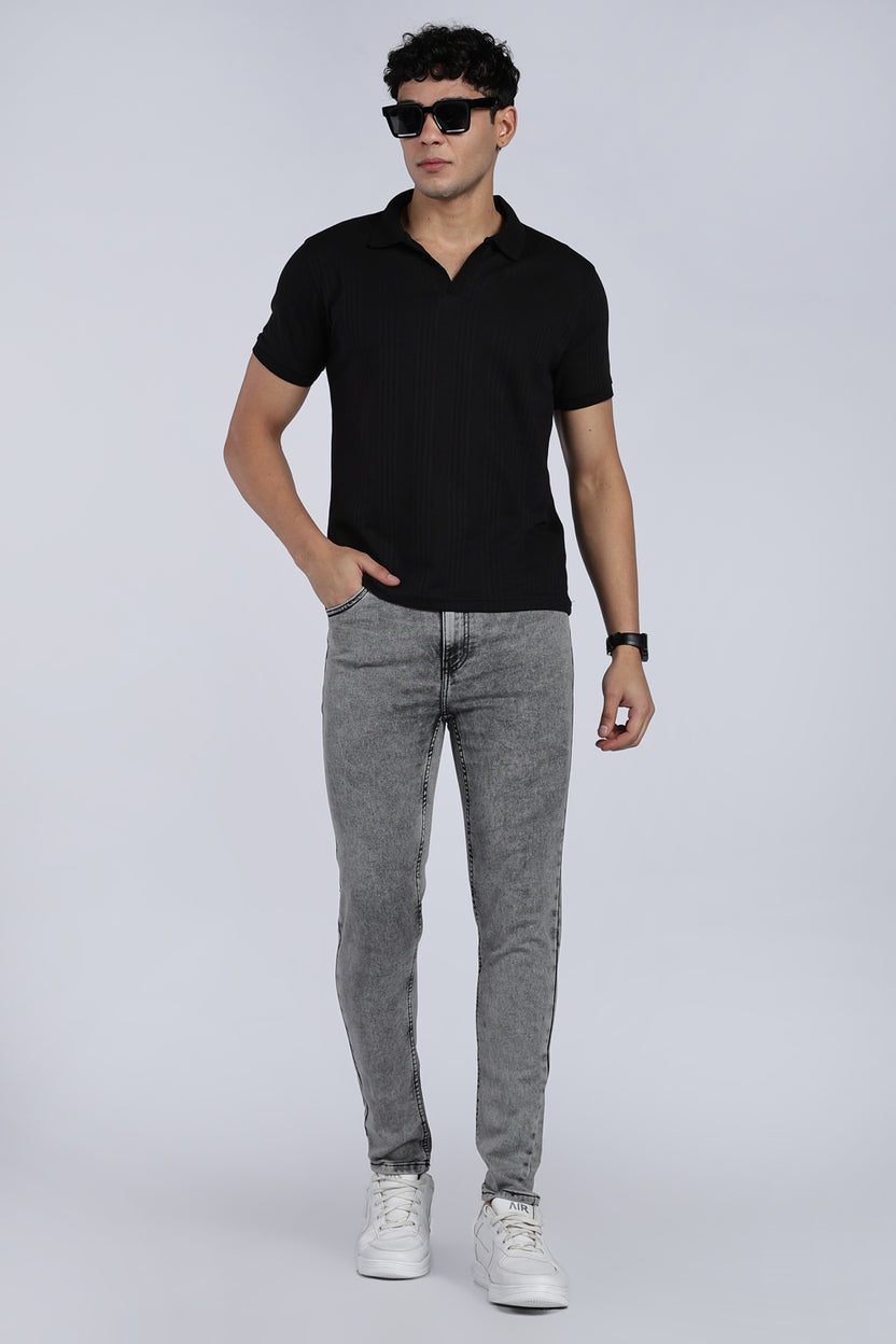 Mens Skinny Fit Grey Jeans - Image 6