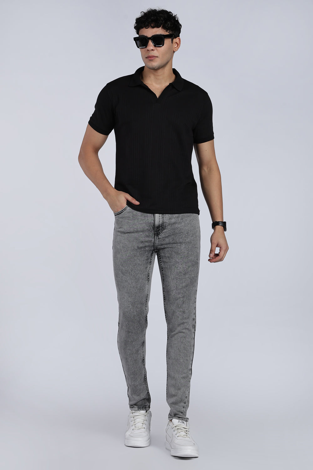 Mens Skinny Fit Grey Jeans - Image 6