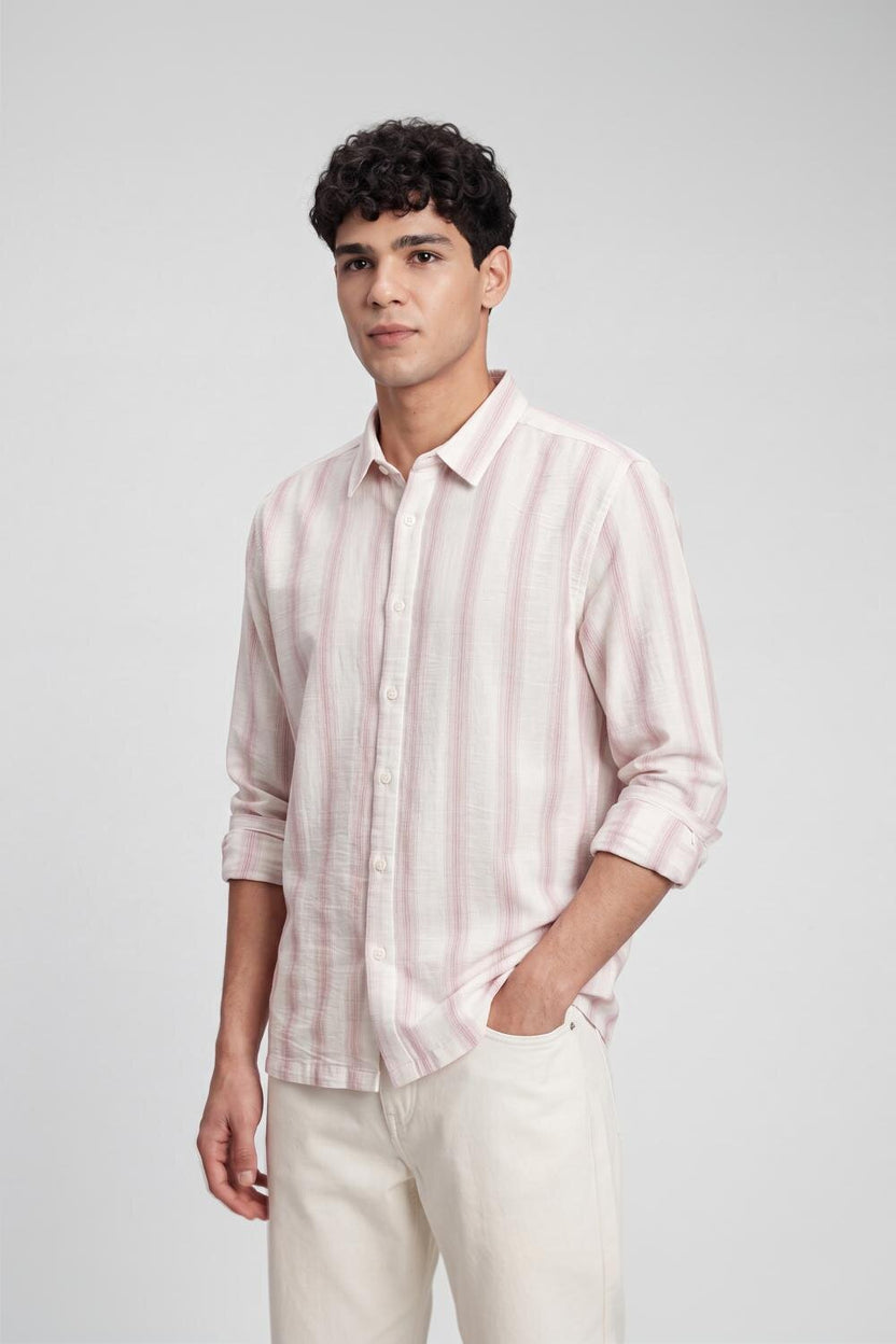 Pink Stripes Regular Fit Shirt for Men - Image 4