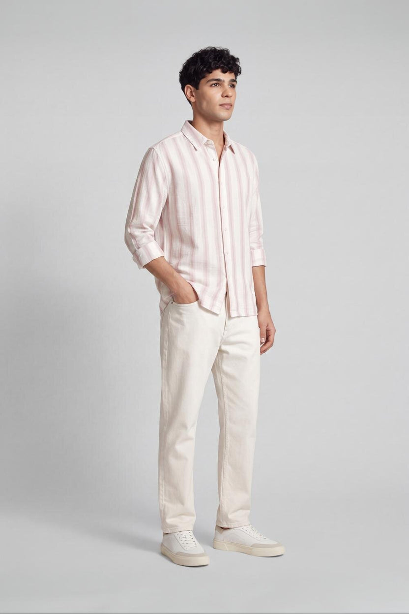 Pink Stripes Regular Fit Shirt for Men - Image 6