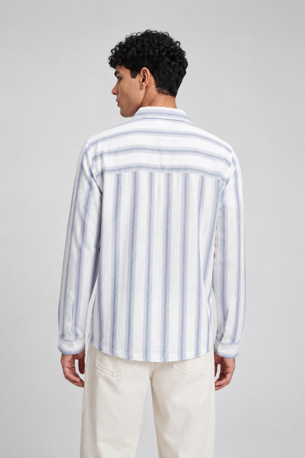 Blue Stripes Regular Fit Shirt for Men - Image 5