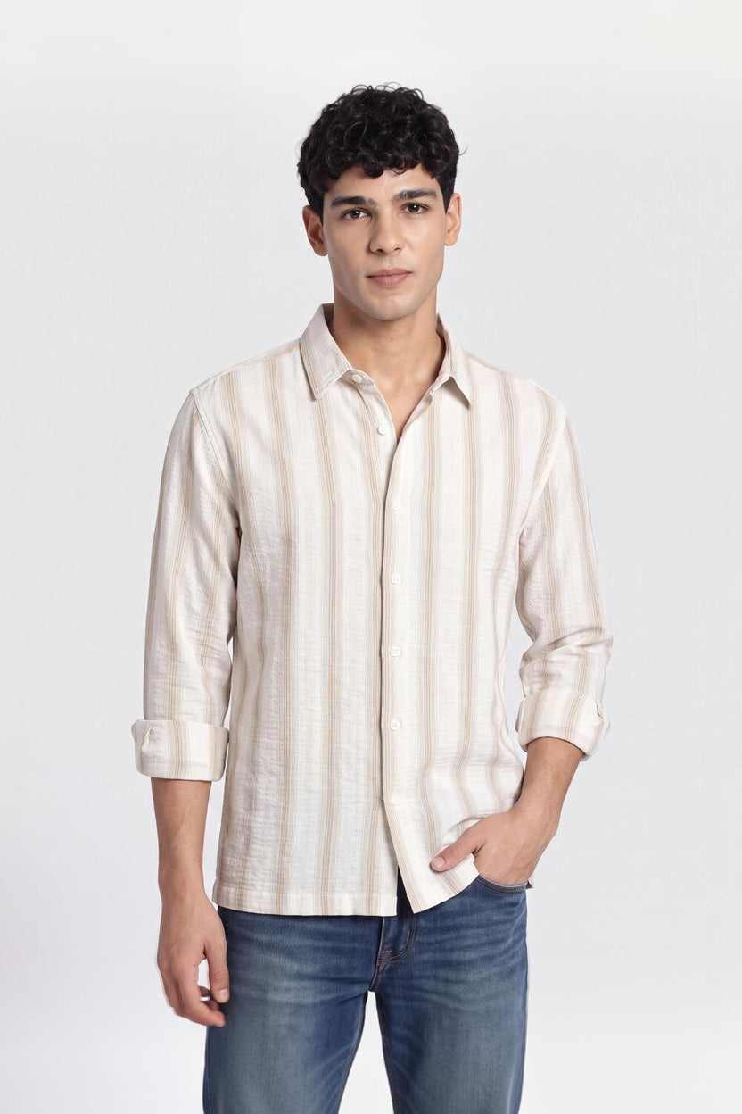 Olive Stripes Regular Fit Shirt for Men - Image 2