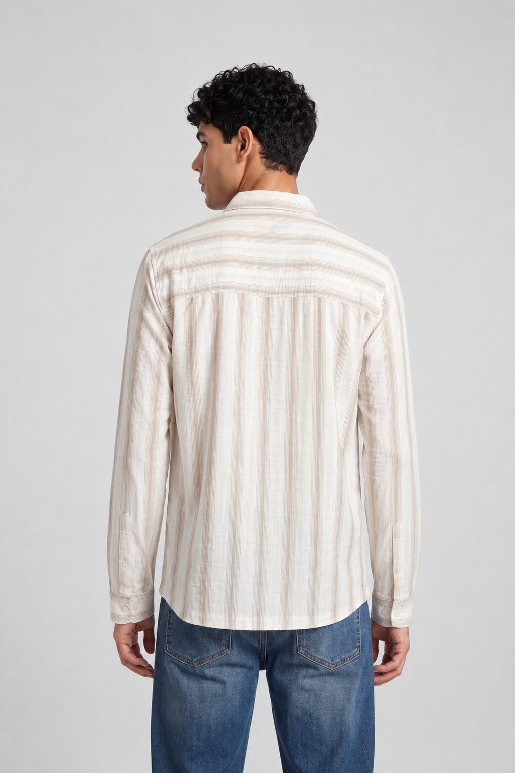Olive Stripes Regular Fit Shirt for Men - Image 5
