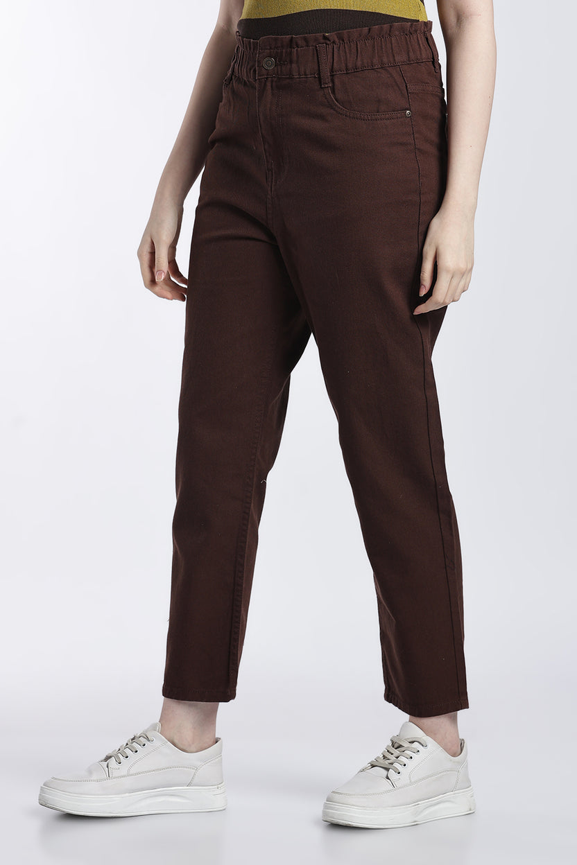 Chocolate Regular Fit Jeans With 4 Pocket For Women - Image 4