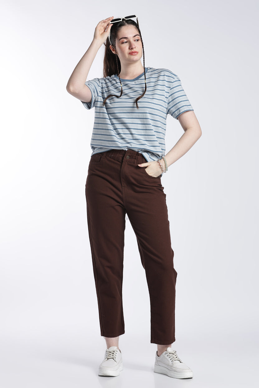 Blue Stripes Boxy Fit T-Shirt For Women - Image 6