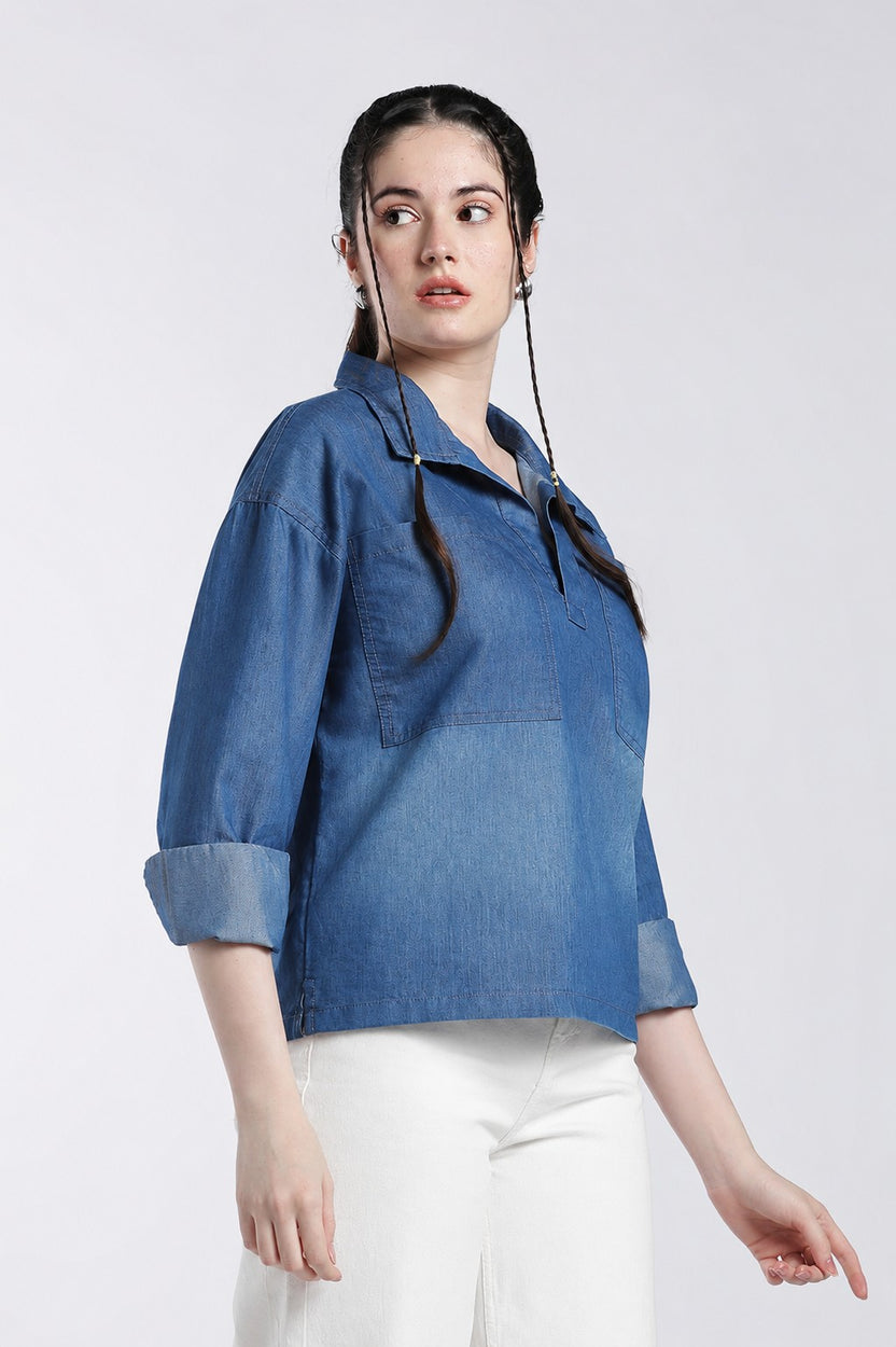 Blue Wear Relaxed Fit Top For Women - Image 4