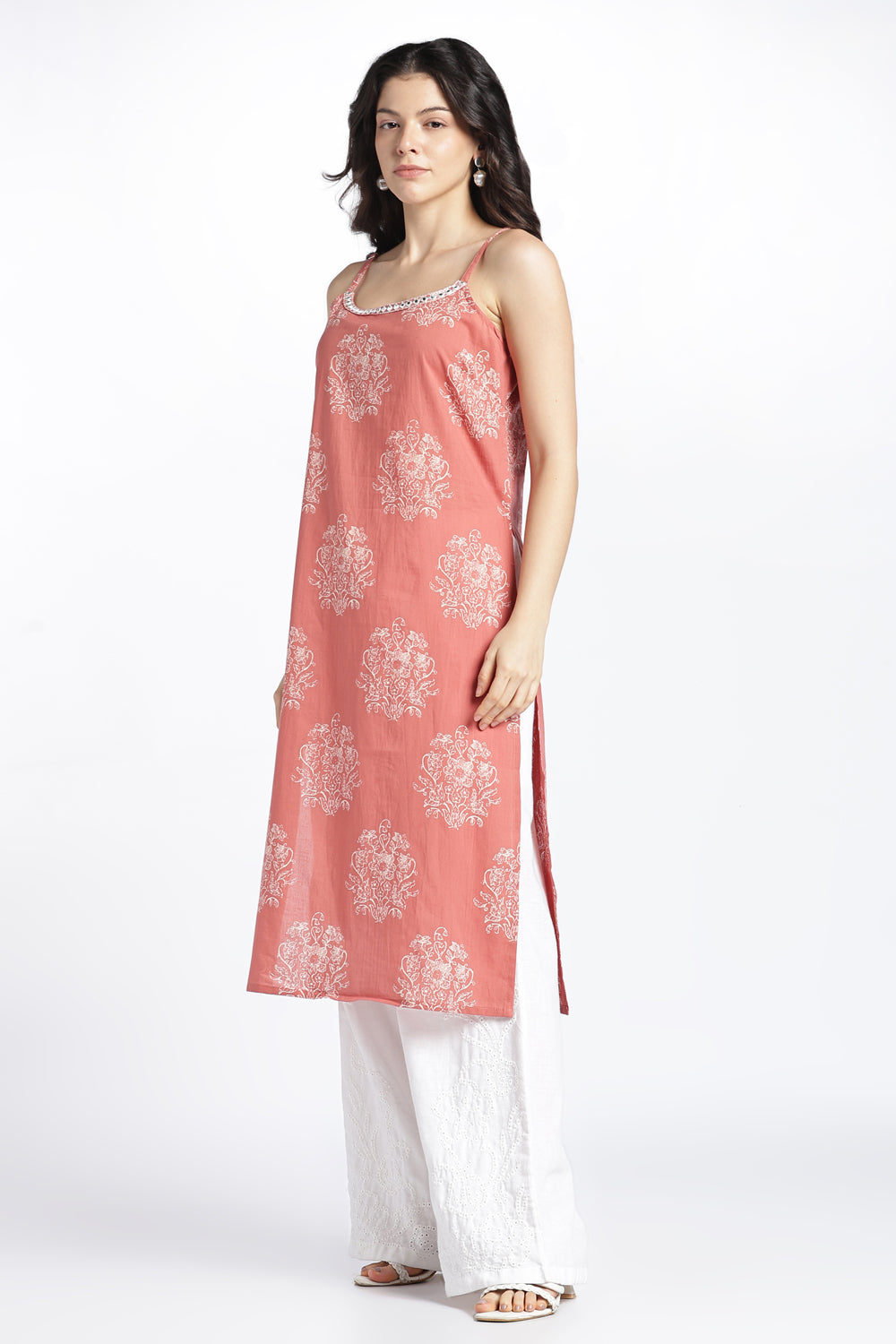Womens Regular Printed Strappy Rust Kurta - Image 4