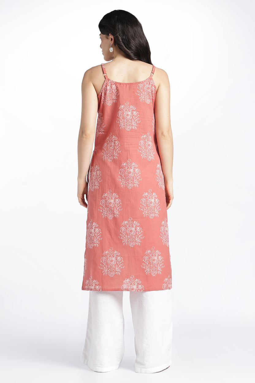 Womens Regular Printed Strappy Rust Kurta - Image 5