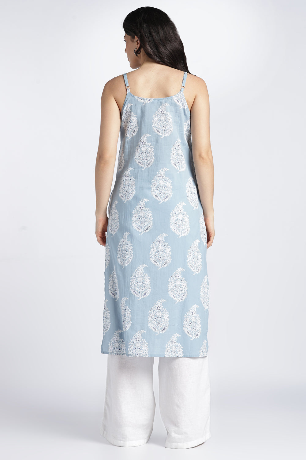 Womens Regular Printed Strappy Blue Kurta - Image 5
