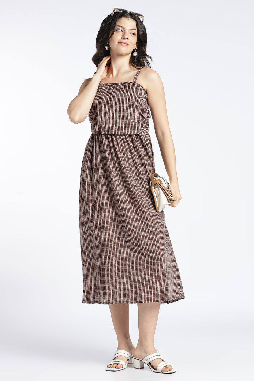 Womens Brown Printed Tube Dress - Image 1