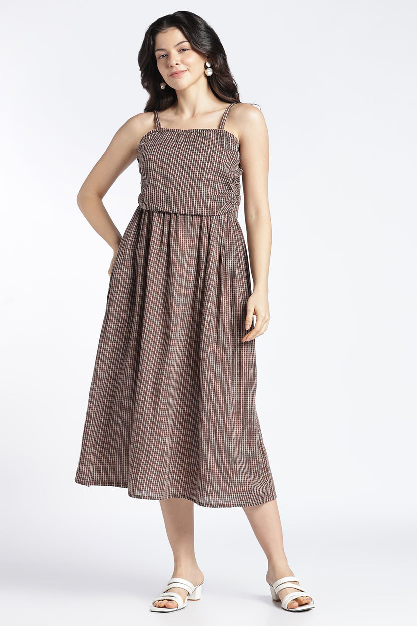 Womens Brown Printed Tube Dress - Image 2
