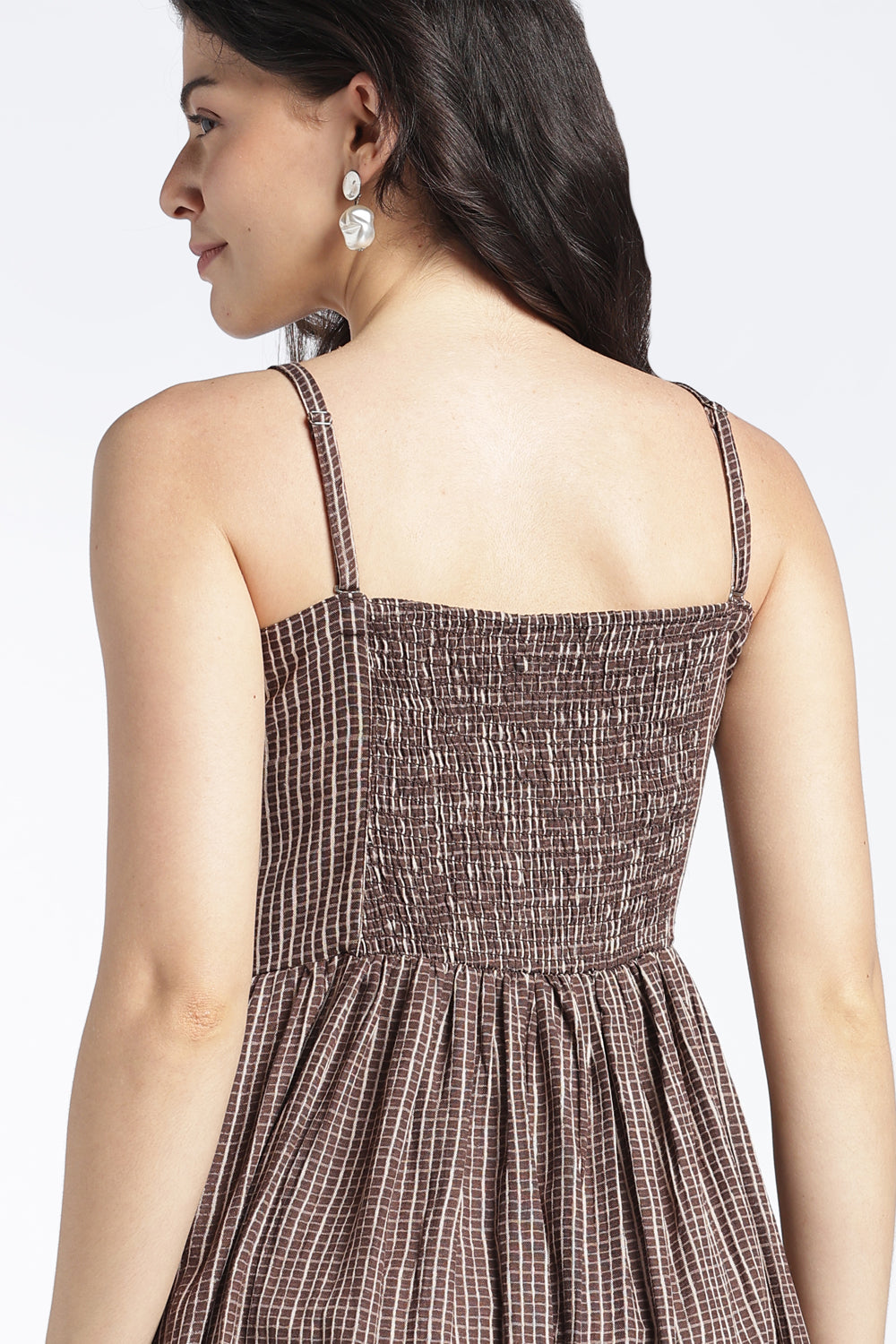 Womens Brown Printed Tube Dress - Image 3