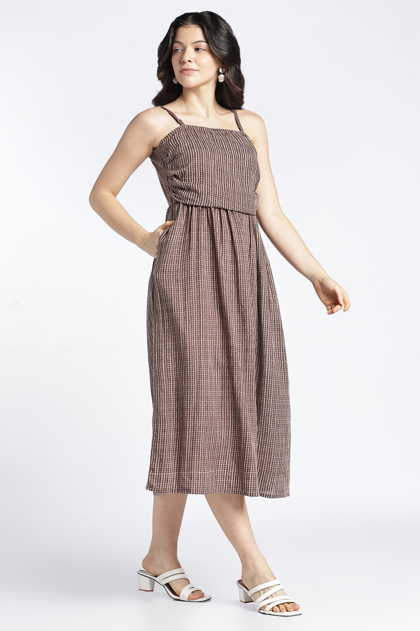 Womens Brown Printed Tube Dress - Image 4