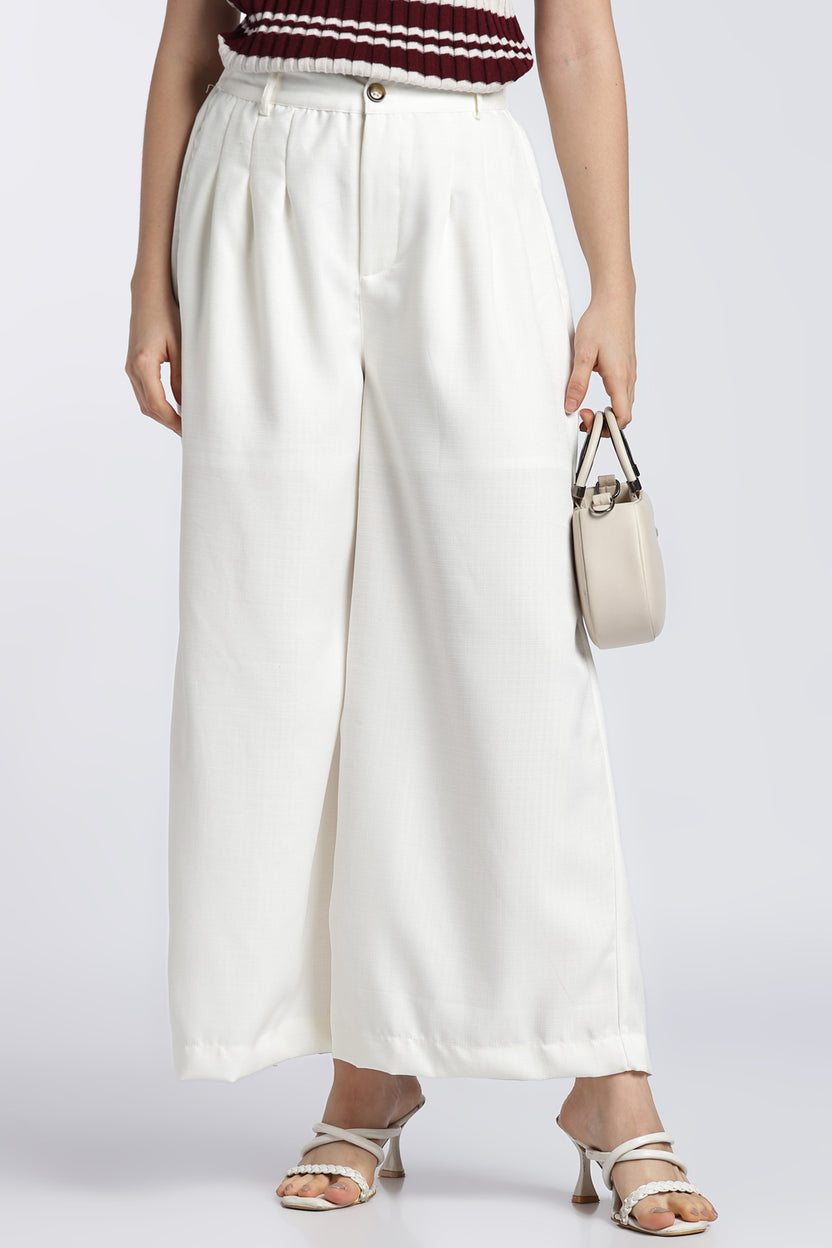 Womens Wide Leg White Pant - Image 1