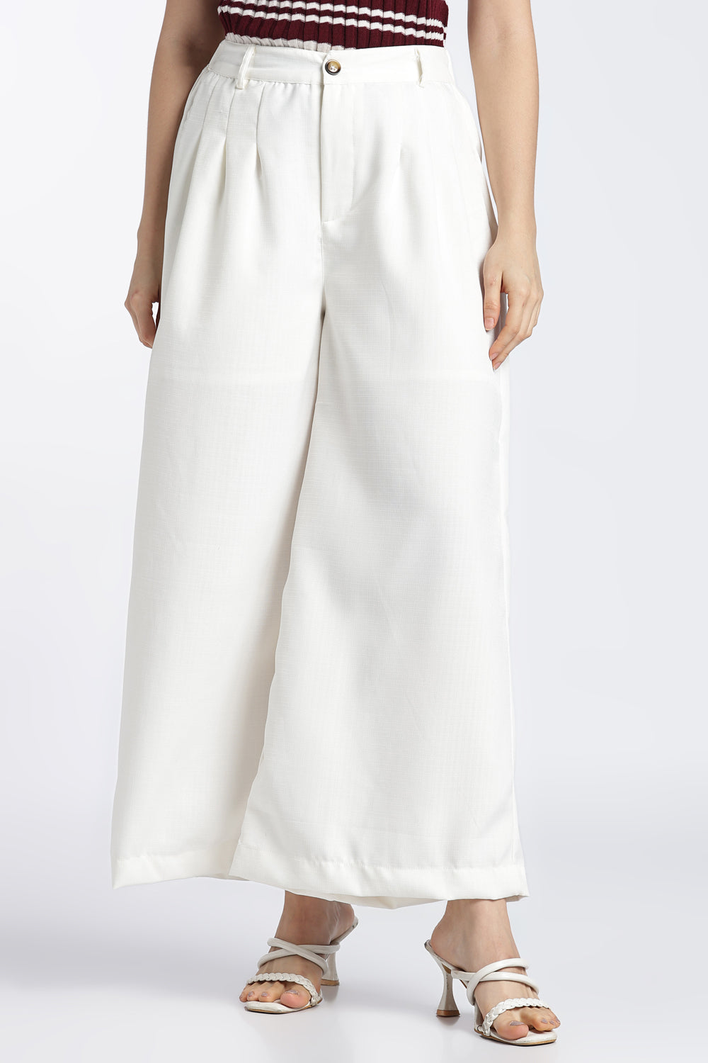 Womens Wide Leg White Pant - Image 2