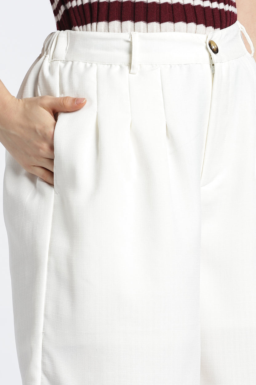 Womens Wide Leg White Pant - Image 3