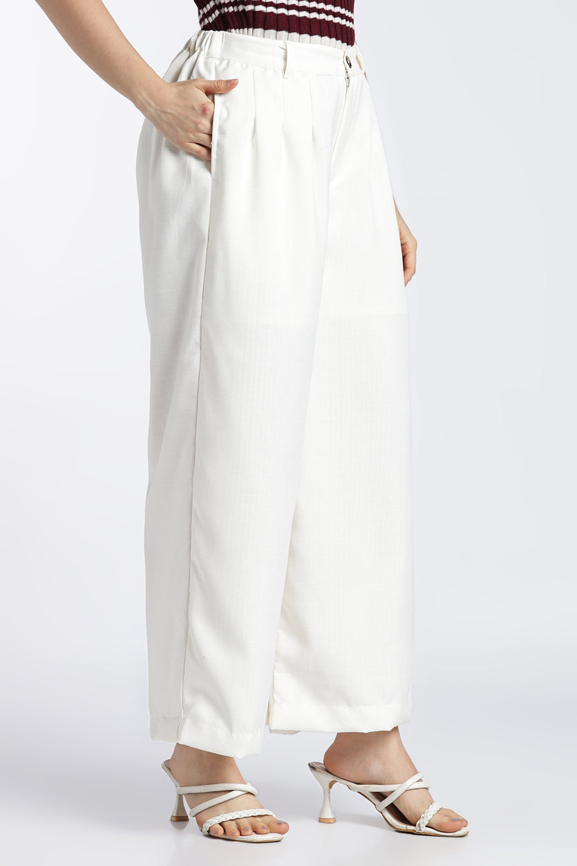 Womens Wide Leg White Pant - Image 4