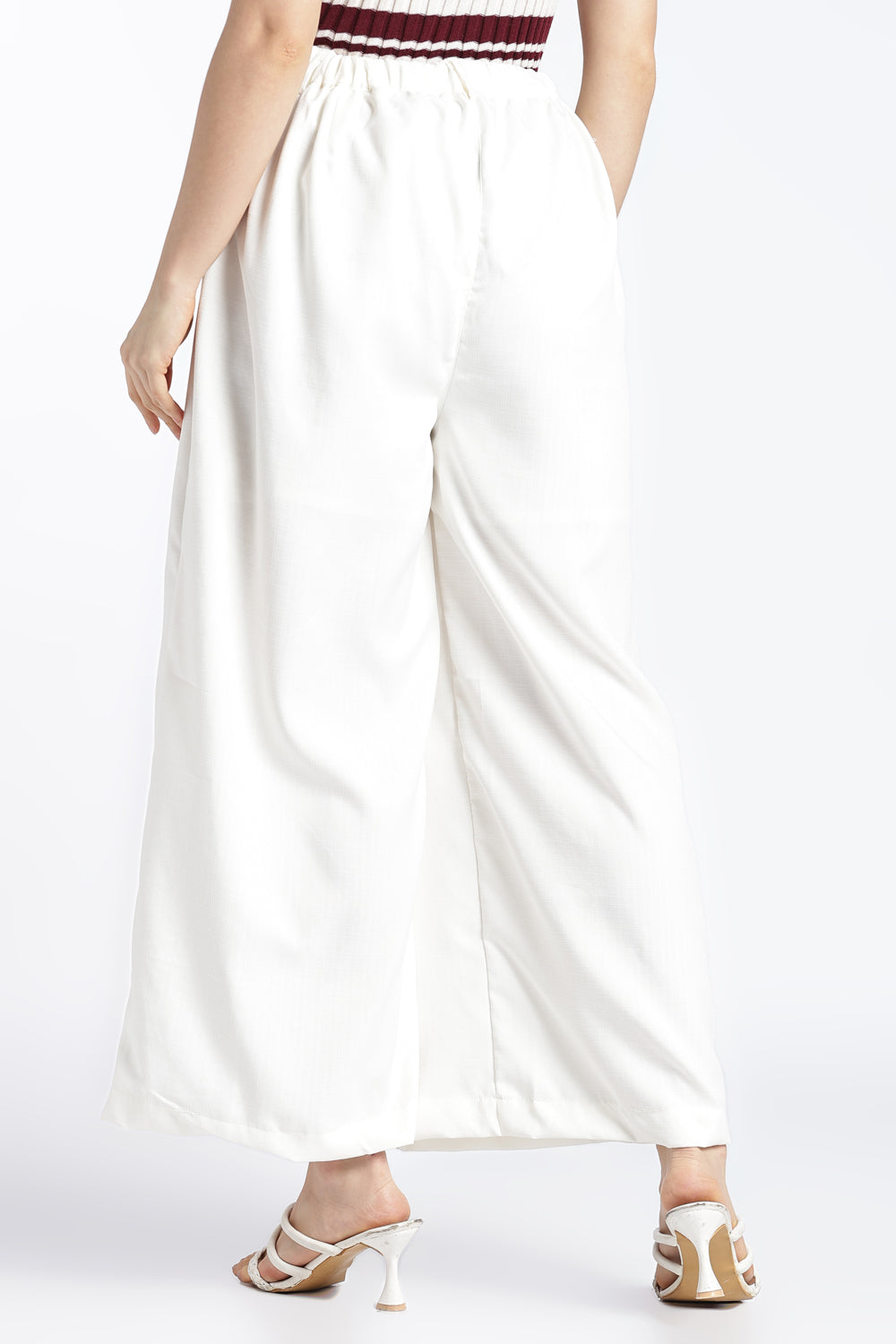 Womens Wide Leg White Pant - Image 5