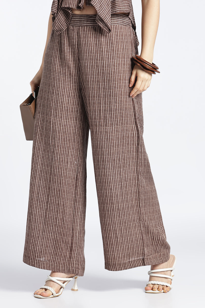 Womens Wide Leg Brown Pant - Image 1