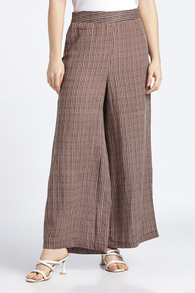 Womens Wide Leg Brown Pant - Image 2