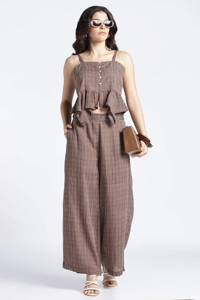Womens Wide Leg Brown Pant - Image 6