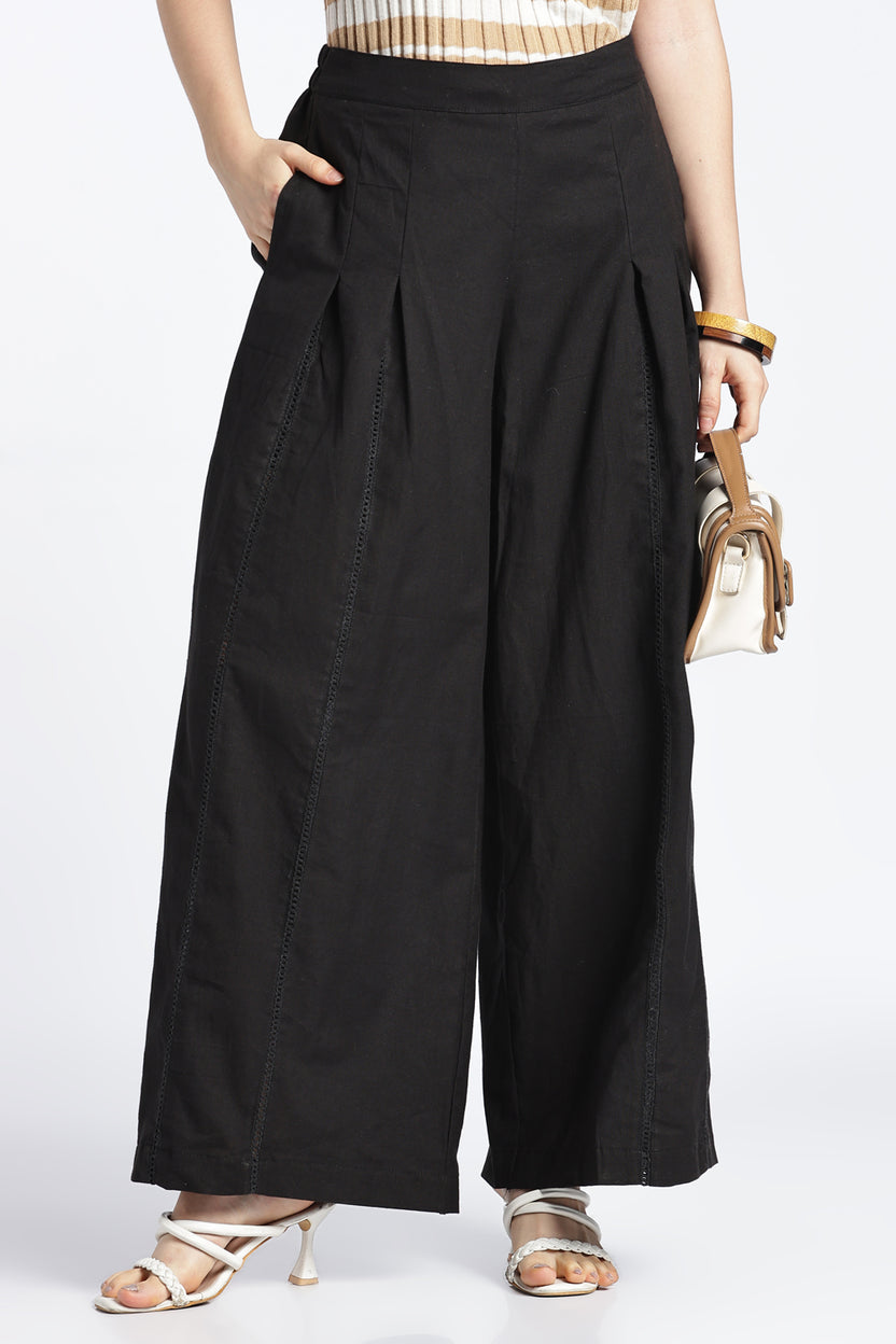 Womens Wide Leg Black Pant - Image 1