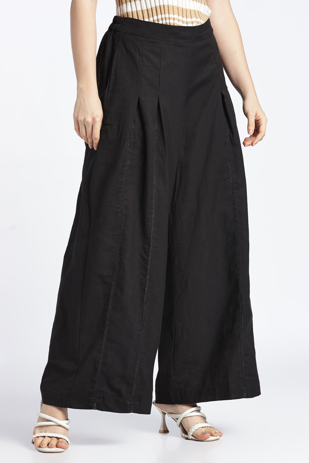 Womens Wide Leg Black Pant - Image 4