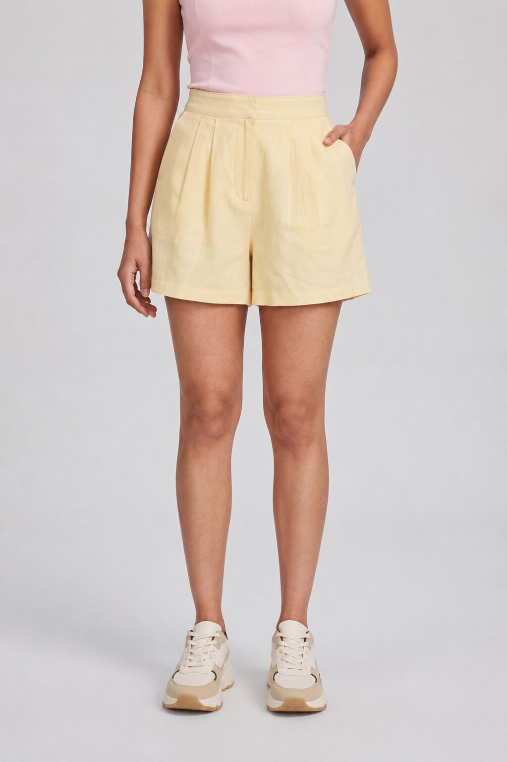 Women Yellow Regular Fit Shorts With 2 Pocket - Image 2