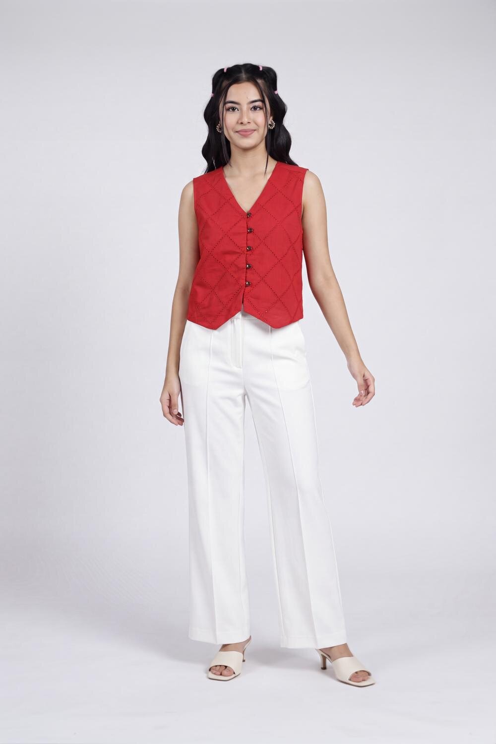 Women Red Regular Fit Crop Top - Image 6