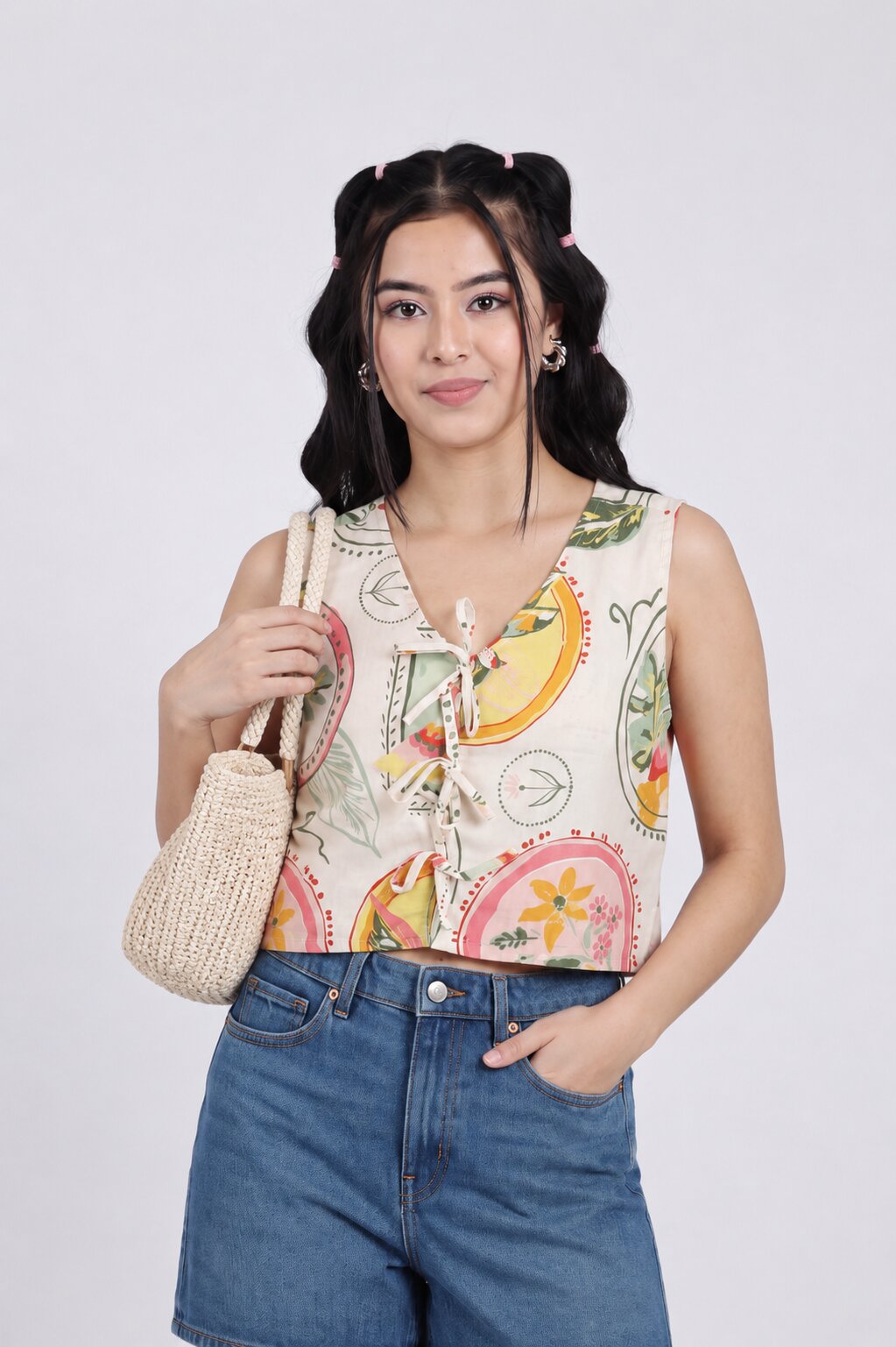Women Multi Coloured Tied Up Regular Fit Top - Image 1