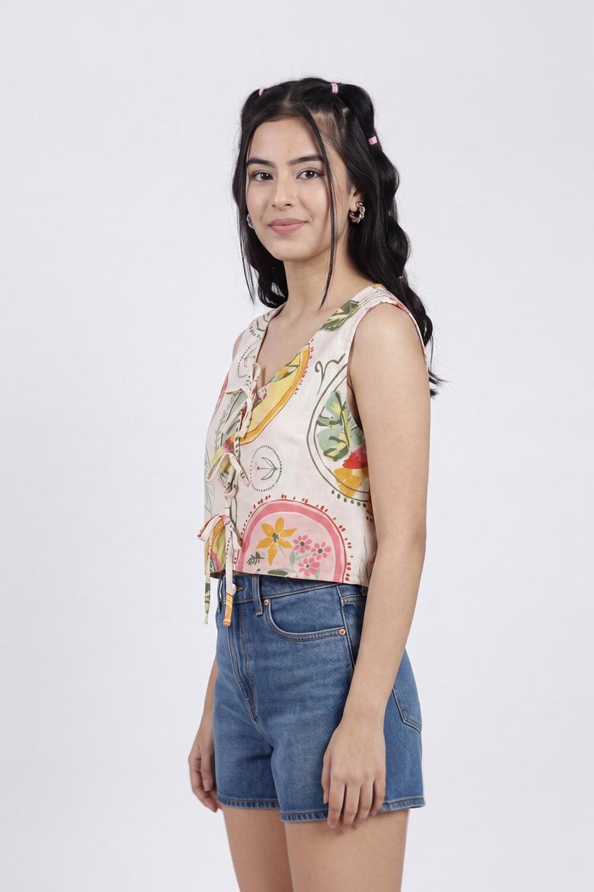 Women Multi Coloured Tied Up Regular Fit Top - Image 4