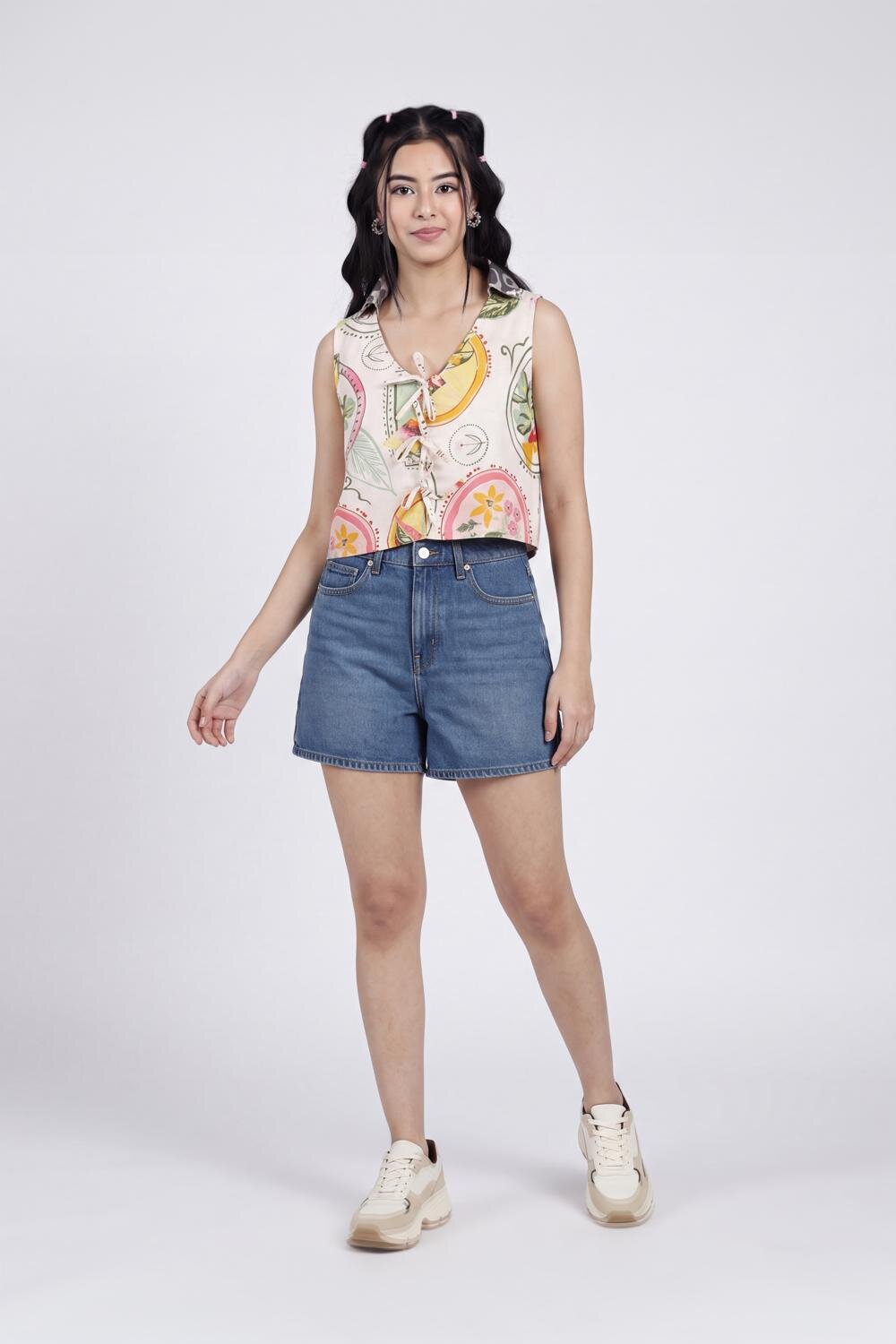 Women Multi Coloured Tied Up Regular Fit Top - Image 6