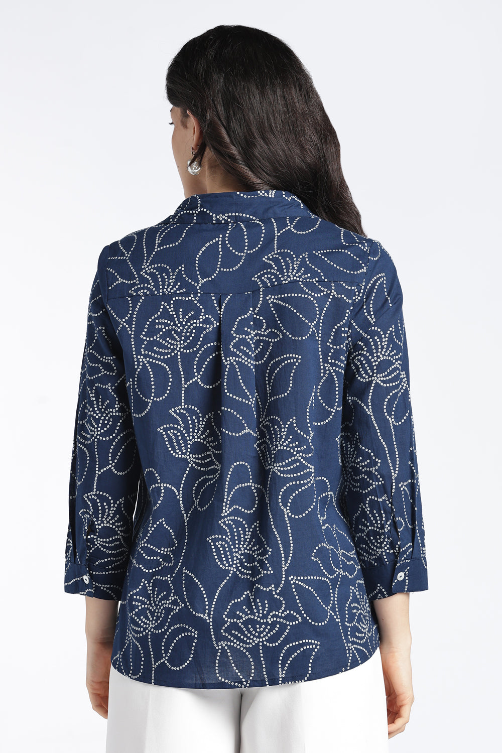 Womens Regular Navy Printed Shirt - Image 5